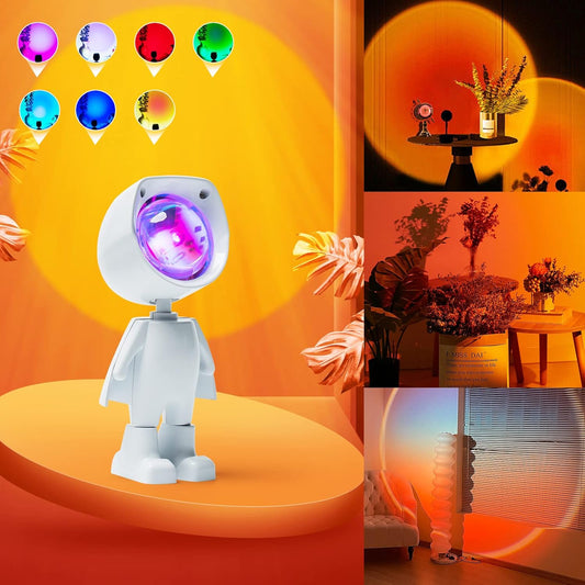 Astronaut Sunset Projection Lamp – Multi-Color LED Ambient Light for Room Décor