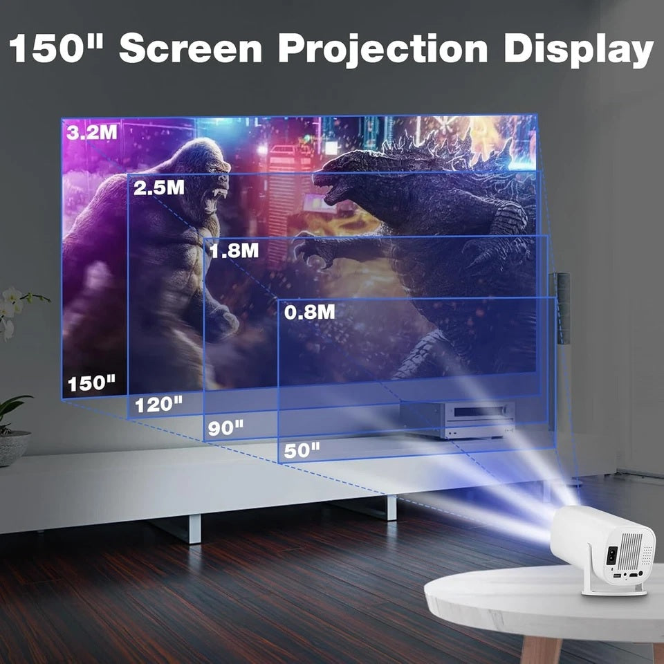Smart Android Mini Portable Projector – 180° Adjustable HD Projector with Wi-Fi & Bluetooth