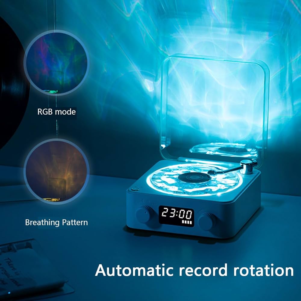 Bluetooth Water Ripple Turntable Speaker with 3 Lighting Modes