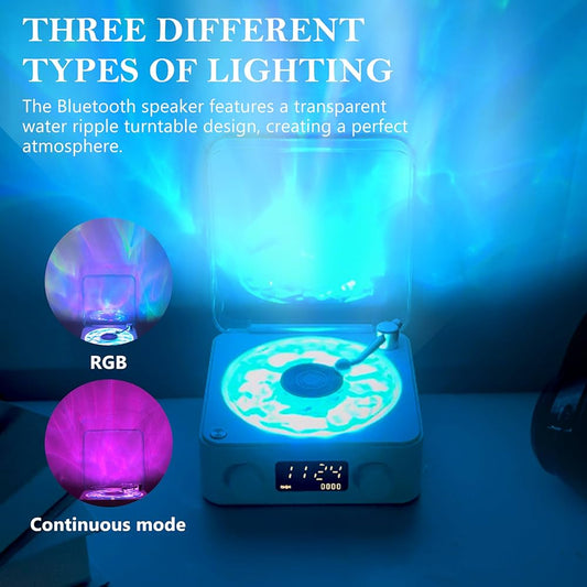 Bluetooth Water Ripple Turntable Speaker with 3 Lighting Modes