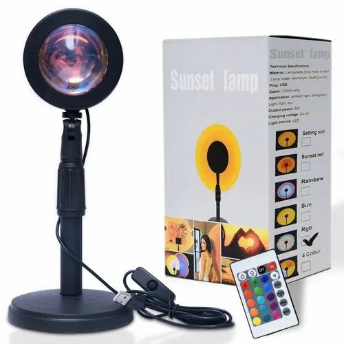 Sunset Projection Lamp – RGB with Remote & Basic Non-Remote | Aesthetic Lighting for Room Décor