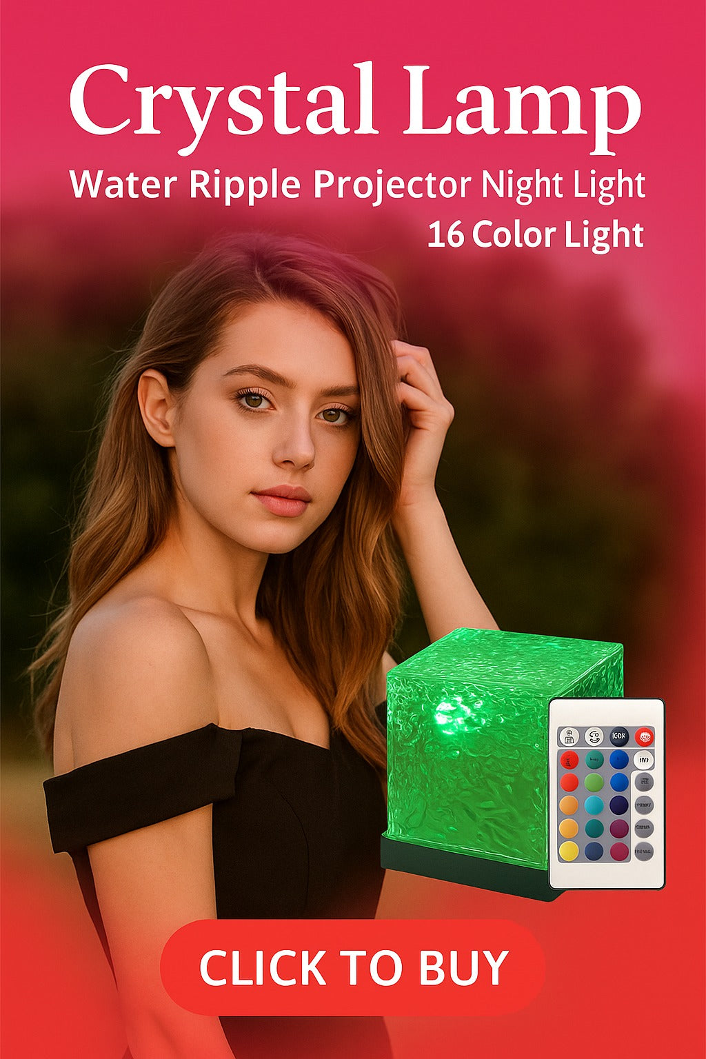 Water Ripple Crystal Lamp โ 16 Colors with Remote