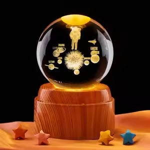Galaxy Crystal Rotating Ball Lamp – 3D Saturn & Astronaut Night Light
