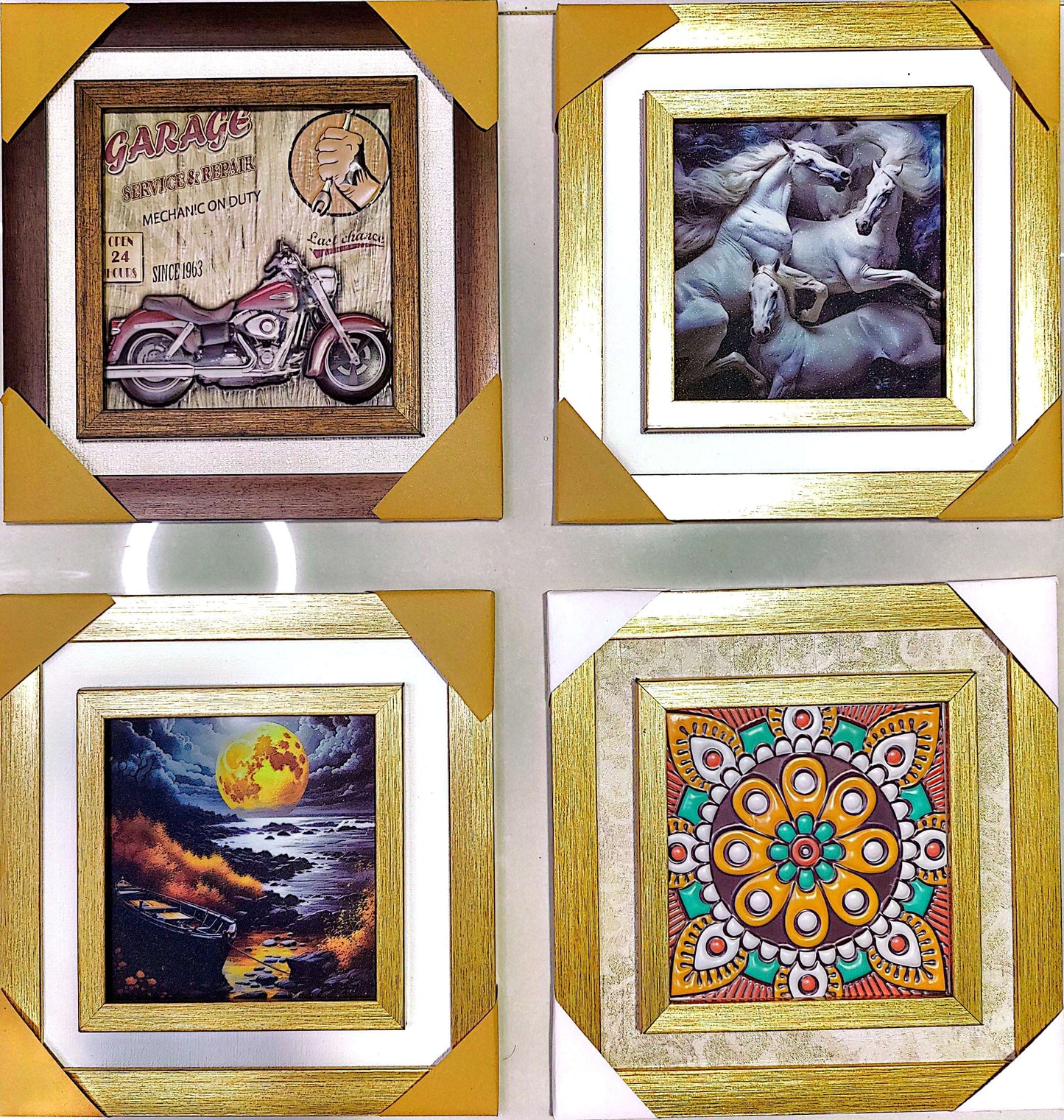 Premium Decorative Wall Frame (Golden & Brown Border)