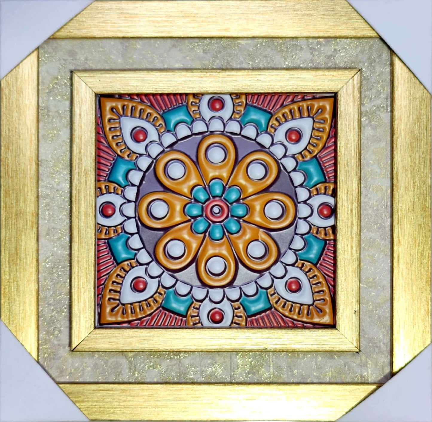 Premium Decorative Wall Frame (Golden & Brown Border)