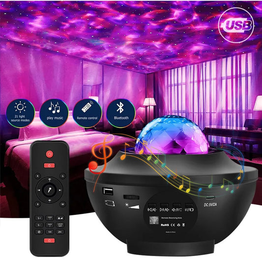 Galaxy Star Projector Night Light – Multi-Color LED with Bluetooth Music & Remote Control