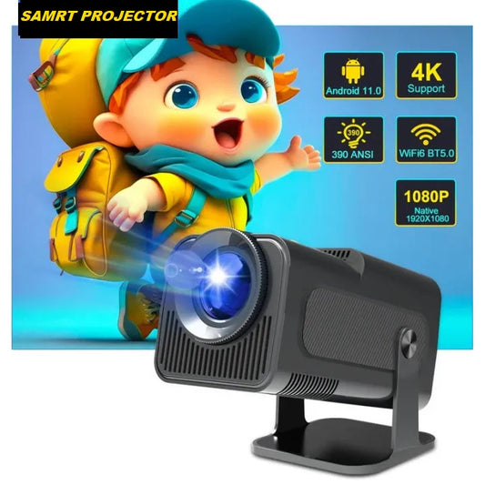 Smart Android Mini Portable Projector – 180° Adjustable HD Projector with Wi-Fi & Bluetooth
