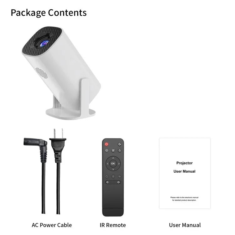 Smart Android Mini Portable Projector – 180° Adjustable HD Projector with Wi-Fi & Bluetooth