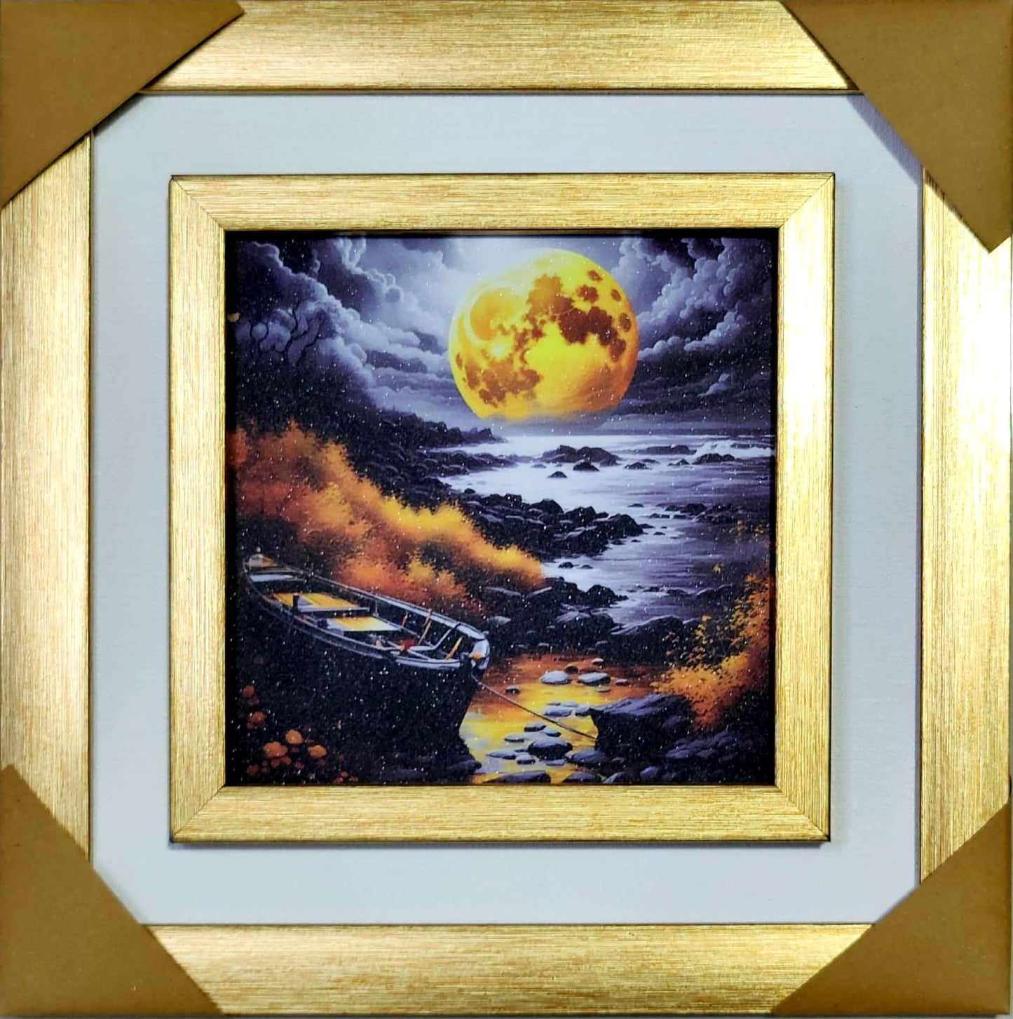 Premium Decorative Wall Frame (Golden & Brown Border)