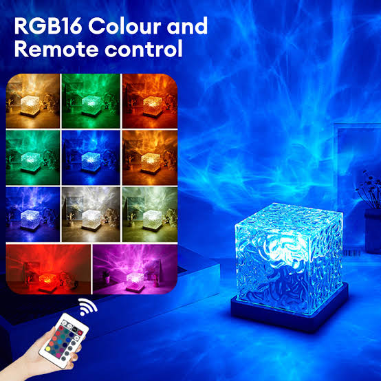 Water Ripple Crystal Lamp – 16 Colors with Remote