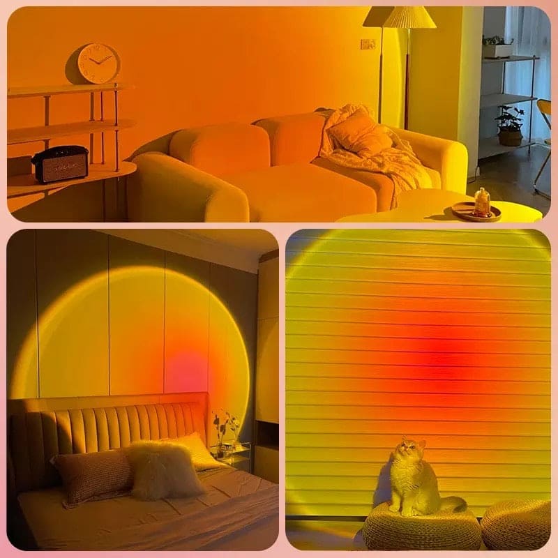 Sunset Projection Lamp – RGB with Remote & Basic Non-Remote | Aesthetic Lighting for Room Décor